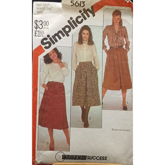 Vintage 1970s Simplicity 5613 Misses Skirt Sewing Pattern Size 12 Waist 26.5" - Picture 1 of 2